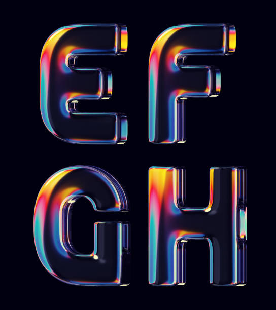istock Set of 3d rendered colorful font with smooth letters and rainbow reflections 2199998726