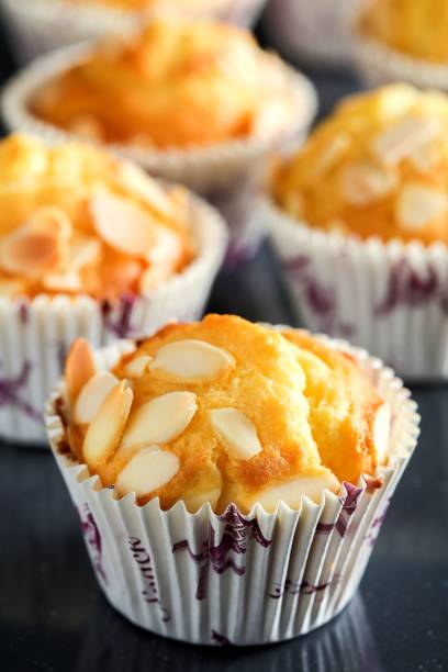 istock Freshly baked almond muffins close-up 2199999909