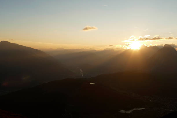 Panoramic view Hohe Munde  from Nordlinger hut on Karwendel Hohenweg, Austria in autumn