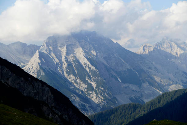 Mountain panorama at Karwendel Hohenweg, Austria in autumn
