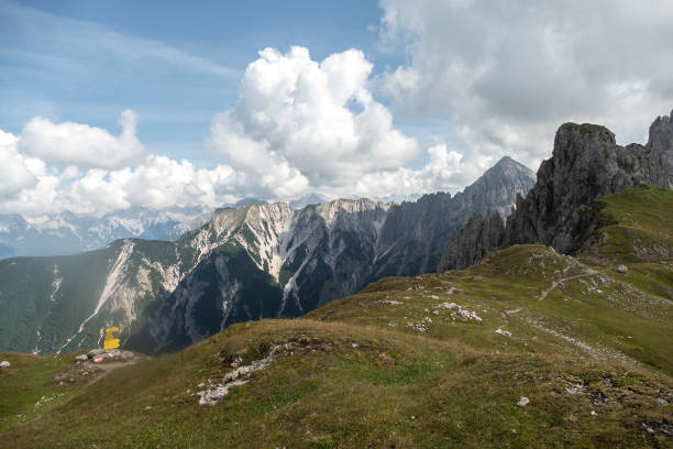 Ursprungssattel Nordlinger hut on Karwendel Hohenweg, Austria in autumn