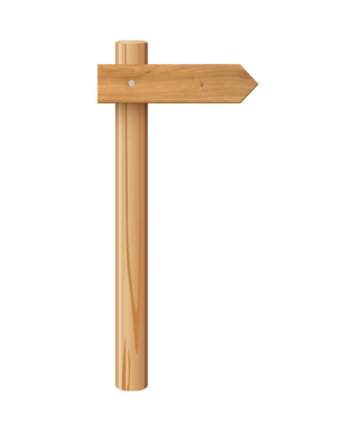 istock 3d wooden signboard vector illustration. Realistic wood sign post. Blank arrow with wood texture, plywood road pointer. City guidance 2200007679