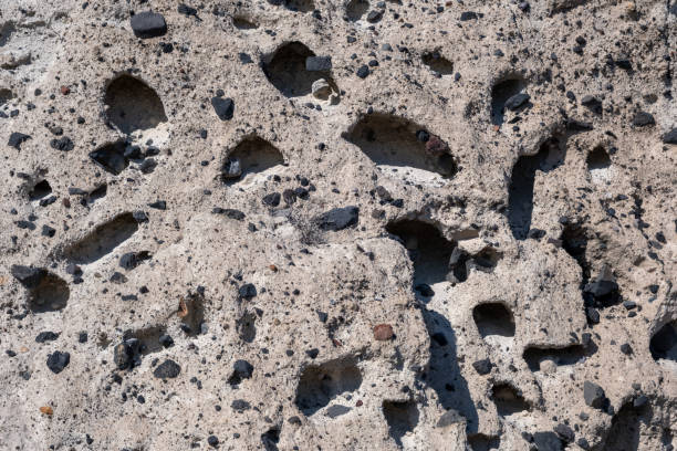 Close up of Vesicular basalt in Santorini, Greece