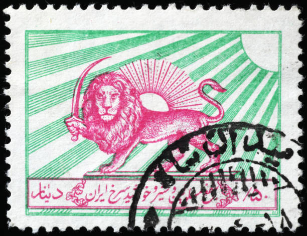 istock Ancient stamp of Iran with Lion and sword 2200009674