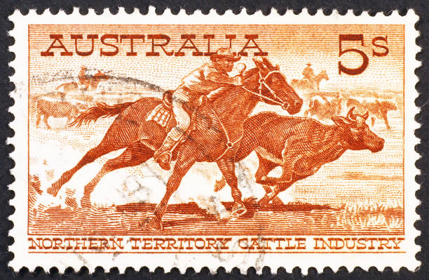 istock Australian vintage postage stamp on cattle industry 2200009970