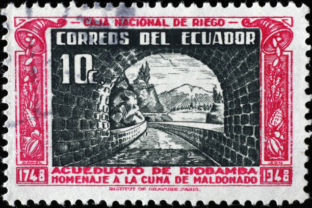 istock Ancient aqueduct on vintage stamp of Ecuador 2200010148