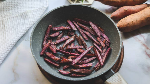 cooking sweet potato  in the kitchen