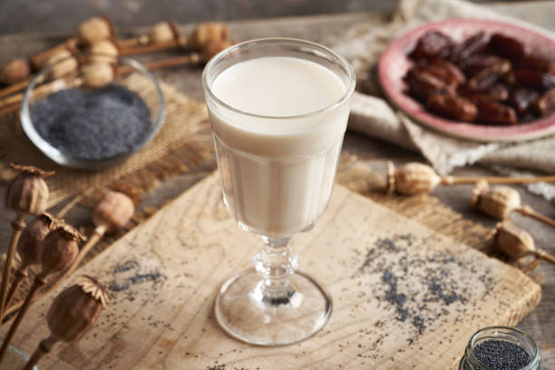 istock Vegan poppy seed milk in a glass cup 2200016103