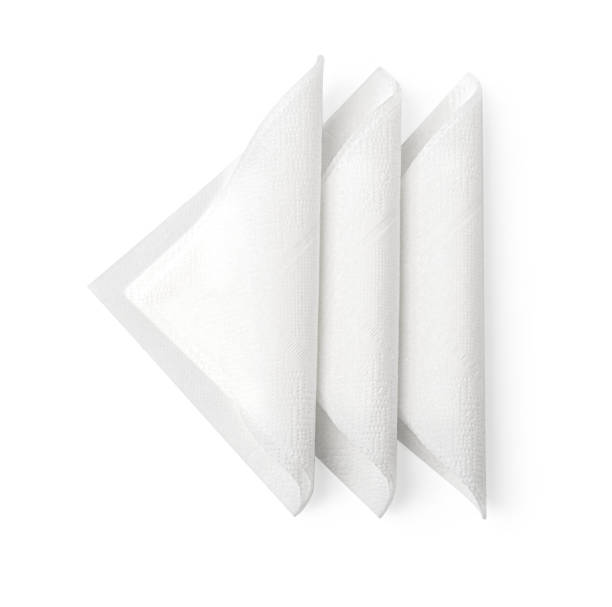 istock Three white folded paper napkins isolated on white background 2200017461