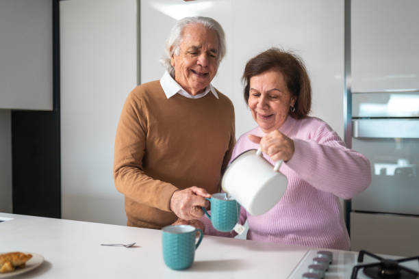 istock Hispanic Couple Enjoying Morning Tea Together 2200022989