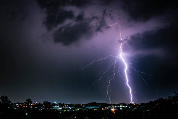 istock A dramatic photograph capturing powerful lightning strikes illuminating the dark sky. 2200042673