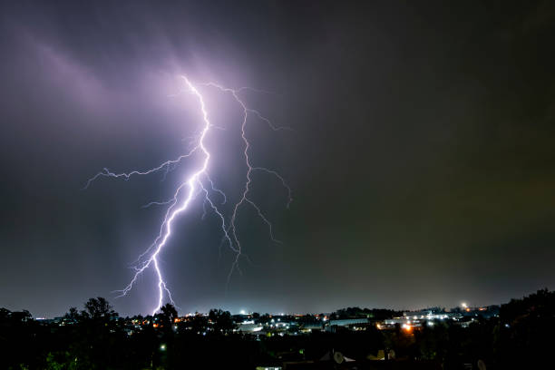 istock A dramatic photograph capturing powerful lightning strikes illuminating the dark sky. 2200042695