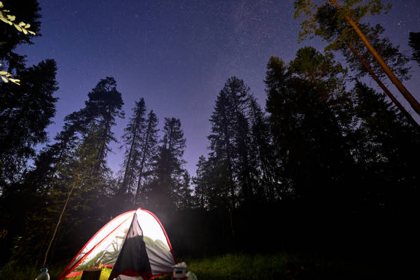 istock Camping in the forest under the starry sky 2200053287