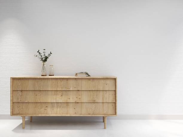istock Wall mockup with a TV cabinet and interior decoration 2200060456
