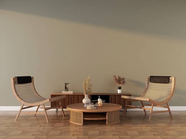 istock Wall mockup of a comfortable living room and interior decoration 2200060604