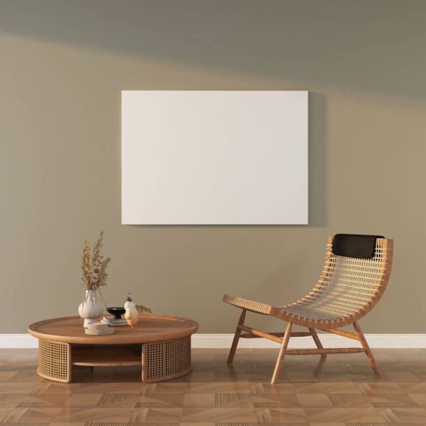 istock Horizontal frame mockup in a comfortable living room and interior decoration 2200060606