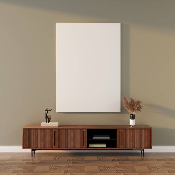 istock Vertical frame mockup in a comfortable living room and interior decoration 2200060609