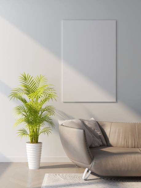 istock Vertical frame mockup in a living room with good natural lighting 2200060635