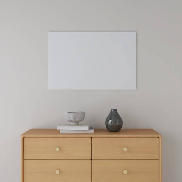 istock Horizontal frame mockup in a living room with sideboard and decoration 2200062158