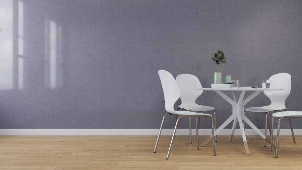 istock Wall mockup in a dining room with table, chairs and table decorations 2200062842