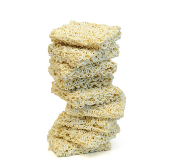 Instant noodles on white background