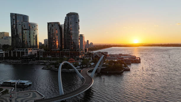 istock Drone photograph of Perth skyline at sunrise 2200065706
