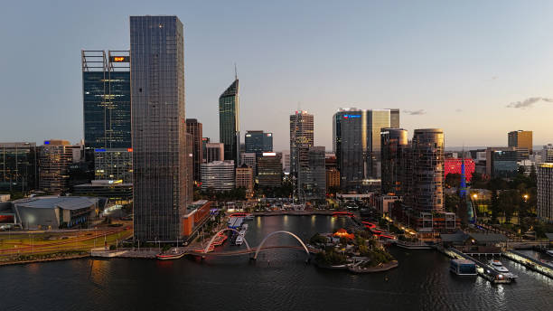 istock Drone photograph of Perth skyline at sunrise 2200065712