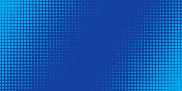 stockillustraties, clipart, cartoons en iconen met blue pixel background. abstract digital pattern with square elements grid. futuristic dotted mesh with gradient effect. geometric minimal digital design. modern vector illustration - achtergrond