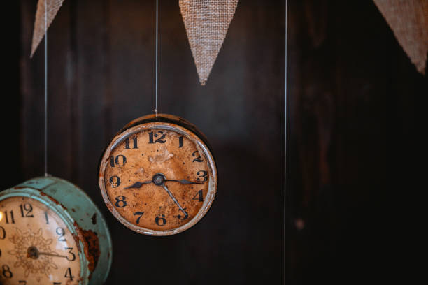 Vintage clock hanging decor in cozy setting with rustic charm