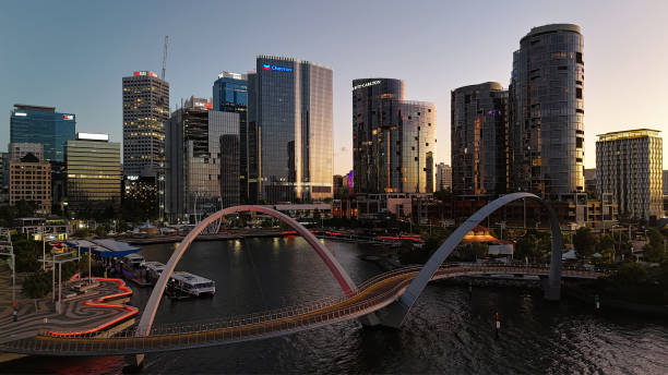 istock Drone photograph of Perth skyline at sunrise 2200067192