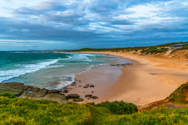 istock Sunrise seascape with strong southerly winds 2200069877