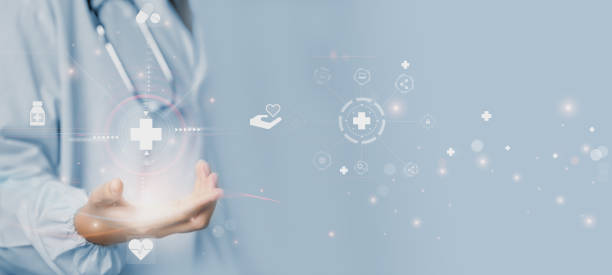 istock Doctor Using System Analysis treatment Healthcare Patient, Data Network via Cloud, Digital Healthcare with artificial intelligence Or AI, Future Medical Technology and Patient Care Innovation concept 2200081643