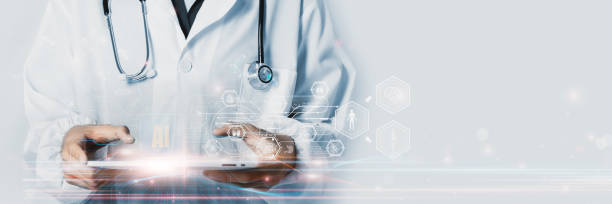 istock Doctor Using System Analysis treatment Healthcare Patient, Data Network via Cloud, Digital Healthcare with artificial intelligence Or AI, Future Medical Technology and Patient Care Innovation concept 2200081648