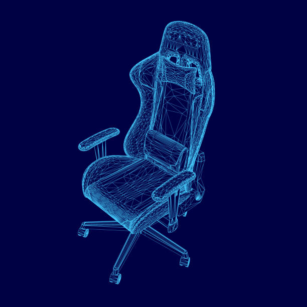 istock A chair with a blue seat and back is shown in a blue background. The chair is designed to be comfortable and ergonomic, with a focus on the user's posture and support. The blue color of the chair 2200087538