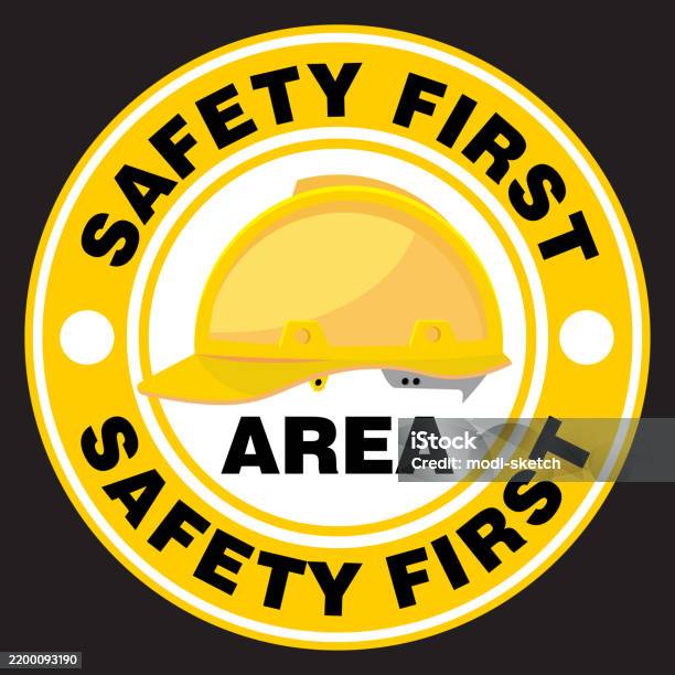 Safety First Boder Safety First Area Sticker Vector Stock Illustration - Download Image ...