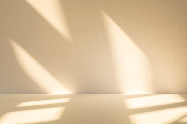 istock Studio style background wall decoration presentation uses white and beige tones. with shadows cast from a nearby window, concept creating a decorative 2200098633