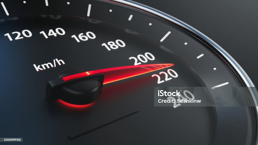 High Speed Concept Speedometer With Red Arrow 3d Rendering Stock Photo ...