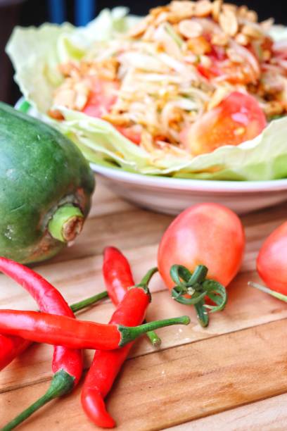 istock Papaya salad spicy Thai food 2200100923