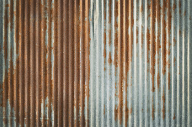 istock Old zinc wall texture background, rusty on galvanized metal panel sheeting. 2200101806