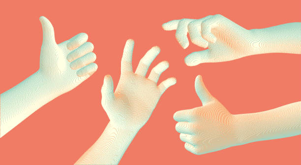 istock Set of hands showing different gestures. Thumbs up symbol. Hand show like or good. Extended hand open and ready to help. Human arm giving. 3D vector for brochure, poster, flyer, web or presentation. 2200105917