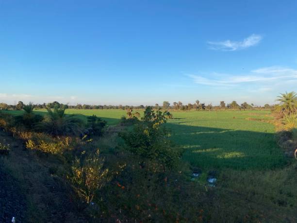 istock The beautiful clear blue sky view with farm 2200107780