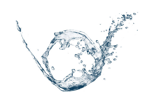 istock 3d illustration of curved blue water waves and splashes on white background 2200108512