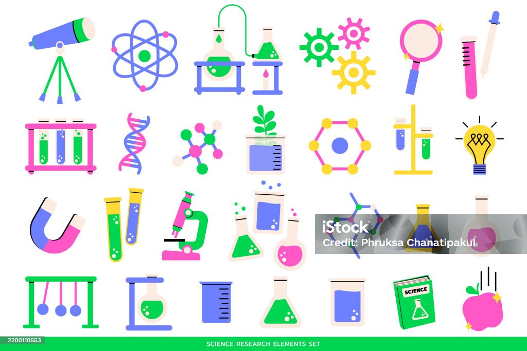 Science Componets Science And Research Elements Pack Stock Illustration - Download Image ...
