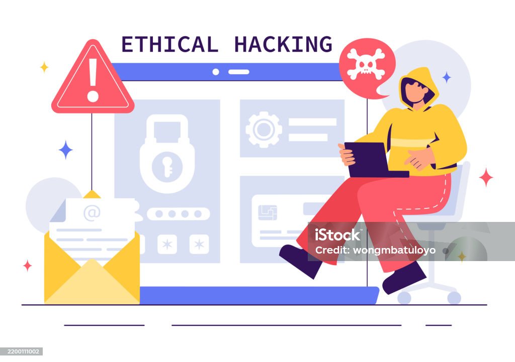 Ethical Hacking Illustration Featuring A Developer Practicing Hacking ...
