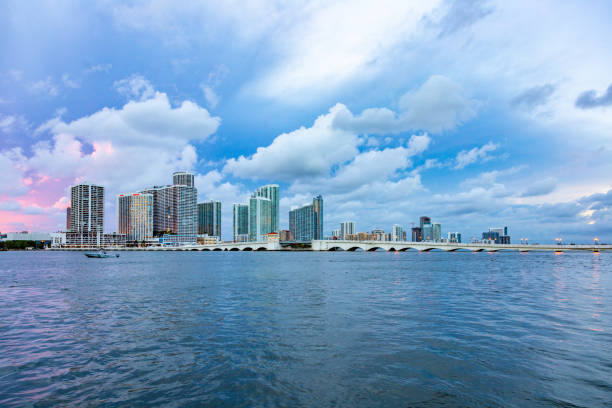 istock Miami city skyline panorama at dusk 2200112447