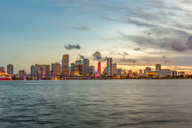 istock Miami city skyline panorama at dusk 2200112464