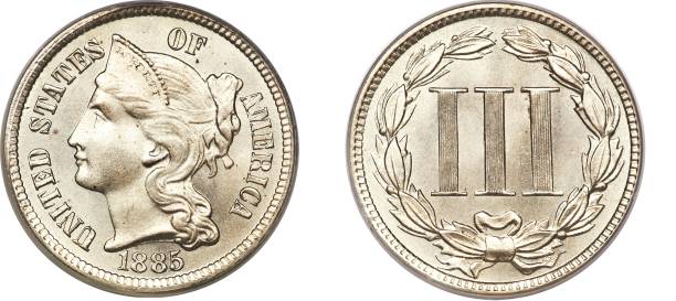istock United States three Cent  Three Cent Nickel Year 1885 with white background 2200113223