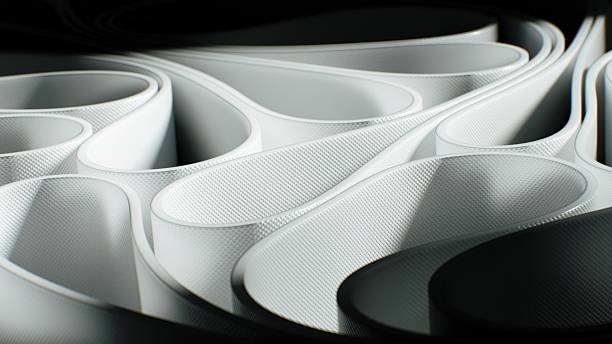 istock The design presents a futuristic, interconnected surface of undulating bands. 2200113570