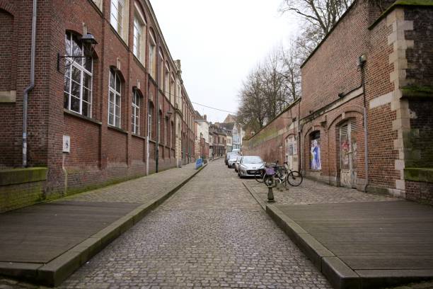 istock Cobblestone Street with Historic Brick Buildings 2200113885