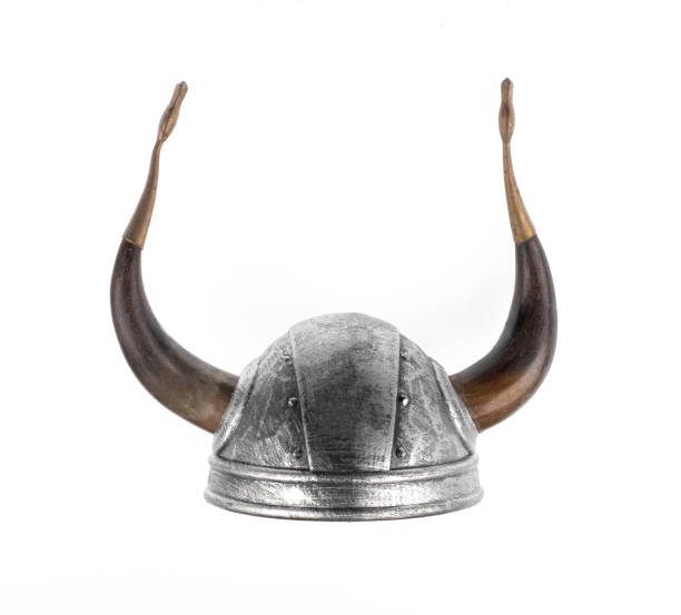 knight helmet with horns isolated on white background